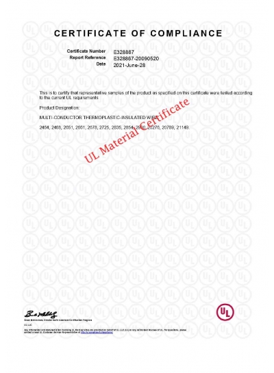 UL Material Certificate