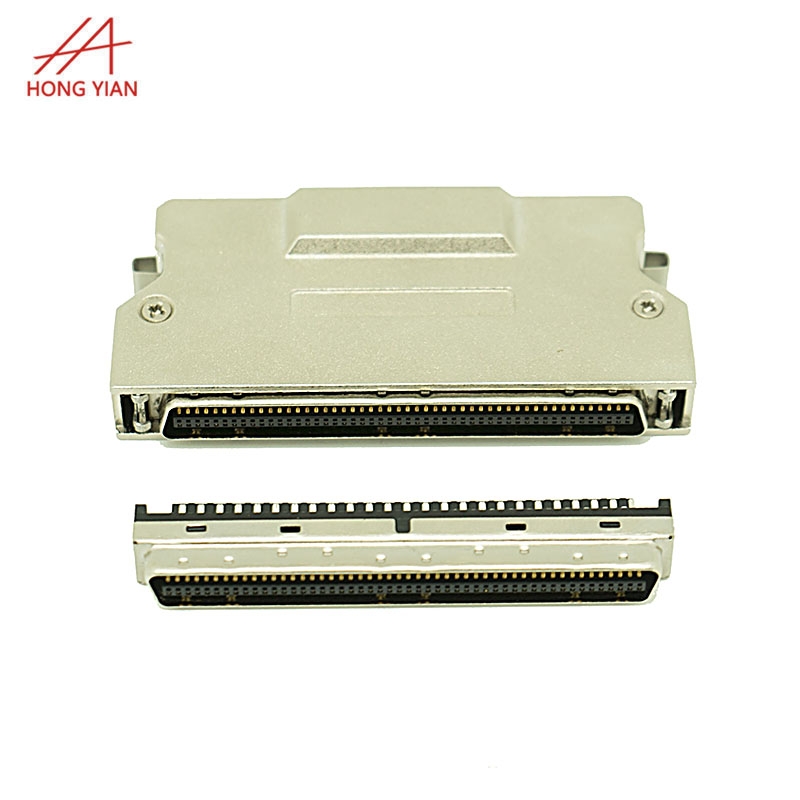 HPCN100P Solder Type Zinc Housing  Spring 180 Degree Outlet Male SCSI Connector