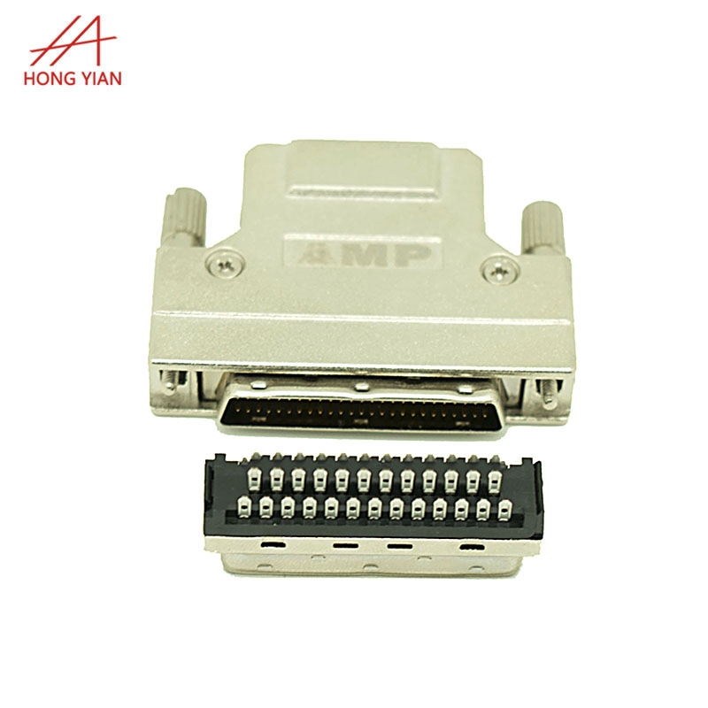 HPDB50P Solder Double Screw 180 Degree Outlet Male SCSI Connector