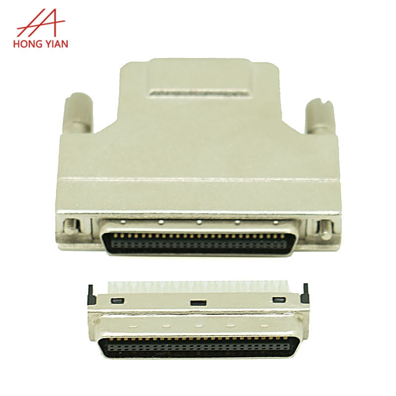 N50P IDC Type 0.62mm Screw Housing 180 Degree Outlet SCSI Connector