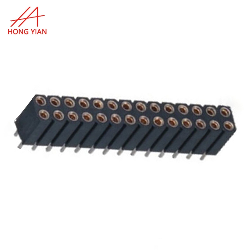 Pitch 2.54mm Double Row 28Pin Straight Angle Circular hole Female Header