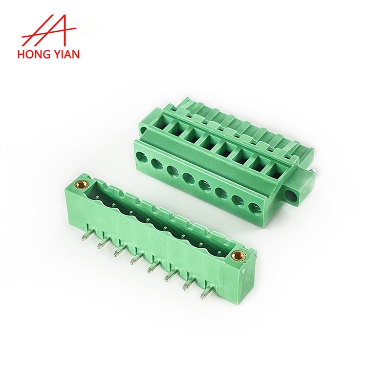 Pitch 5.0 5.08mm Plug-in Type Double Screw Fixation Green Terminal Block Connector