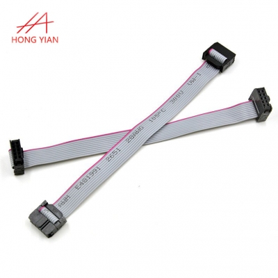 Pitch 2.54 mm IDC 10 Pin Gray JTAG Cable, Red Edge Flat Cable