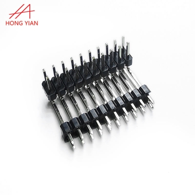 Double Row Right Angle Pin Header with Double Plastic